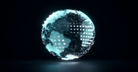 Futuristic digital globe with glowing nodes and connections, representing global networking - Powered by Adobe