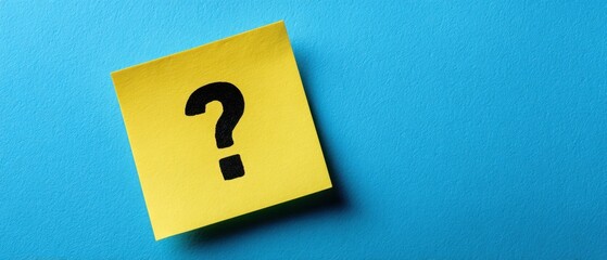 The Sticky Note With A Large Black Question Mark On Blue Background