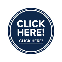 Circular blue button with click here text