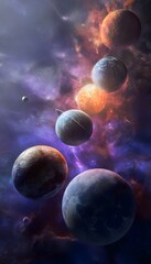 Naklejka premium Realistic 3D Digital Illustration of Planets in Deep Space