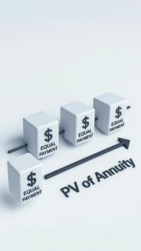 PV of annuity concept connecting equal payment blocks to show time value money and future planning for finance decision making with dollar symbol