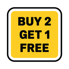Buy two get one free promotional sticker for sales and discounts
