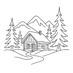 Fototapeta premium winter landscape with house