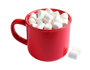 Realistic Hot Chocolate with Marshmallows in Blue Mug