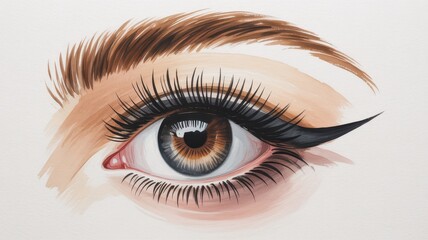 Close-up of a Woman's Eye with Eyeliner and Lashes