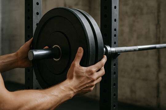 Man adding more weight to adjustable dumbbell in gym