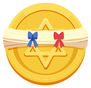 gold coin with star of david and bows clip art preview