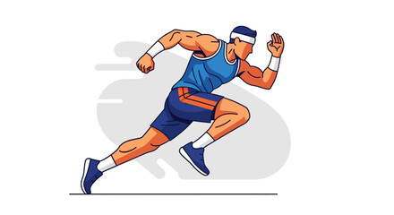 Fototapeta premium Dynamic runner sprinting with energy and determination, perfect for fitness campaigns or athletic promotions, showcasing speed, endurance and healthy lifestyle