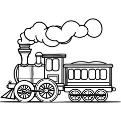 Steam Train Engine Outline © Anditii Creative