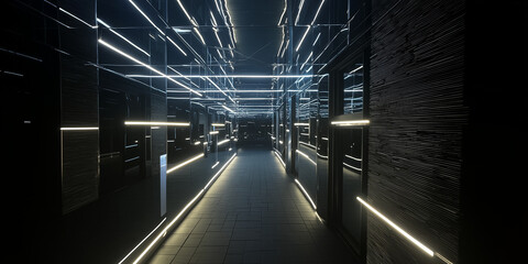 Futuristic Corridor Illuminated with Ambient Lights