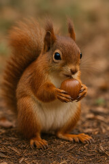 Obraz premium squirrel eating nut