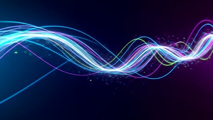 Dynamic neon light trails creating a captivating abstract visualization, suitable for technology - Powered by Adobe