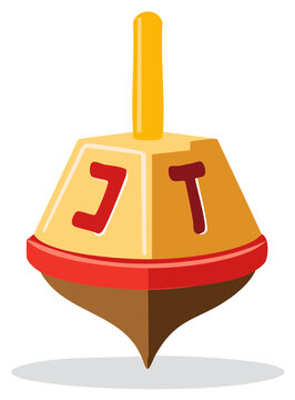 yellow dreidel with red hebrew letters clip art preview