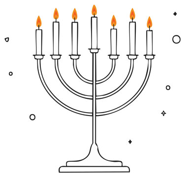 menorah with lit candles clip art preview