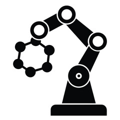 Robotic Arm Holding Molecule Structure in Minimal Science Concept Vector