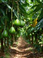 Avocado trees in the orchard.