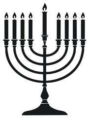 Fototapeta premium Hanukkah Menorah with Burning Candles Holiday Illustration