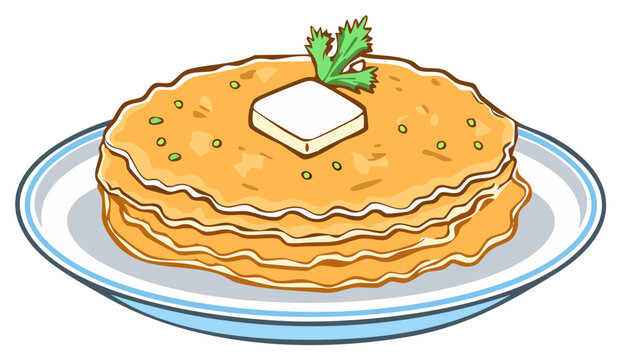 pancakes with butter and parsley on plate clip art preview