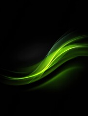 Green Flowing Abstract Design With Soft Curves Against a Black Background Creating a Soothing Visual Effect