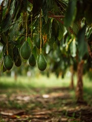 Avocado trees in the orchard.
