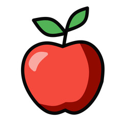 Red Apple Fruit Flat Vector Illustration for Healthy Organic Food Design