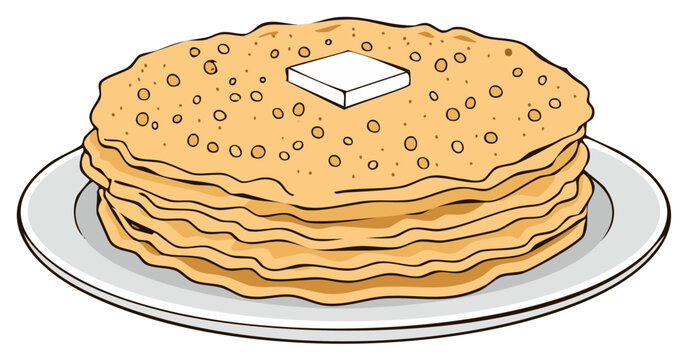 stack of pancakes with butter on plate clip art preview