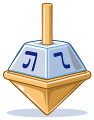 Cartoon Dreidel with Hebrew Letters for Hanukkah Celebration illustration