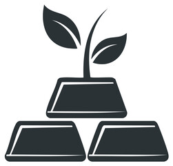 Growing Investment Plant Sprout on Stacked Gold Bars Symbol