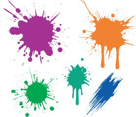 Colorful Paint Splatter Vector Set