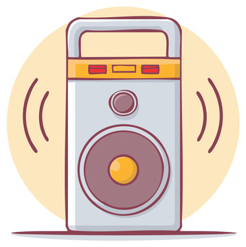 cartoon speaker with sound waves clip art preview