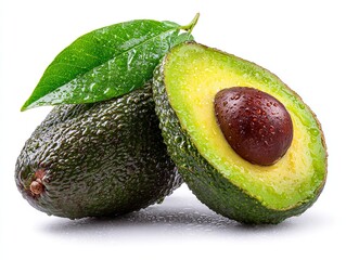 Fresh Avocado isolated on white background.