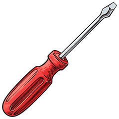 Fototapeta premium Red handled flathead screwdriver ready for use illustration