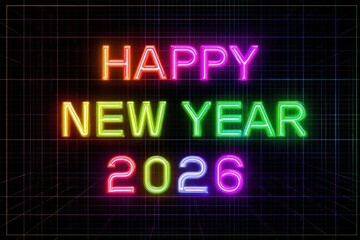 Neon Happy New Year 2026 Glow