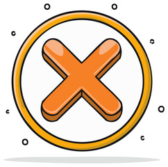 Obraz premium Hand drawn doodle of an orange X mark icon for no or error symbol