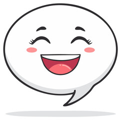 Happy cartoon speech bubble with smiling face and blushing cheeks