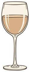 Elegant Glass of White Wine Cartoon Illustration Isolated Vector Graphic for Menu