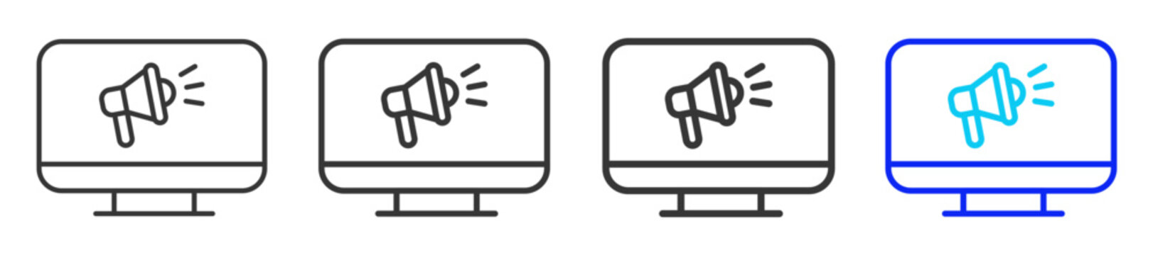 Virtual Campaign icon set in creative outline style with multiple thickness variations perfect for business branding event design and modern event marketing visuals