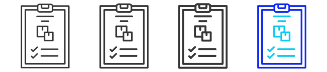 Fototapeta premium Event Report icon set in creative outline style with multiple thickness variations perfect for business branding event design and modern event marketing visuals