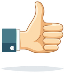 Thumbs Up Cartoon Illustration in Suit, Hand Gesture, Like Icon, Approval Sign