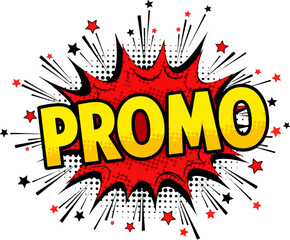 Promo sale banner in retro comic book style.