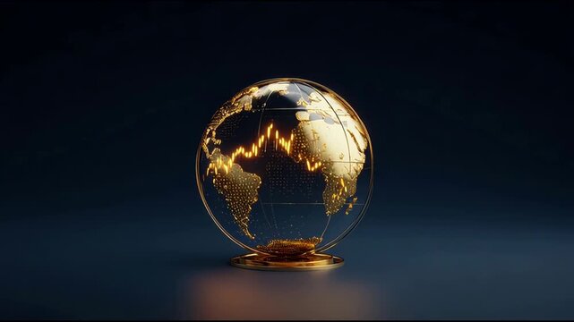 Glass egg containing map inside symbolizing futuristic forex predictor and financial forecasting for global trends. Global Gold Market Globe &ndash; Animated Video Version