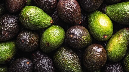 Top view photo of many fresh. Avocado