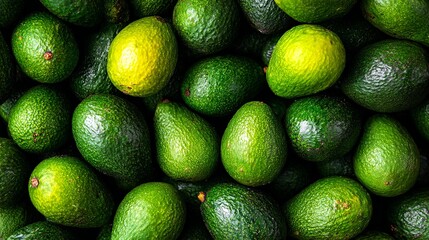 Top view photo of many fresh. Avocado