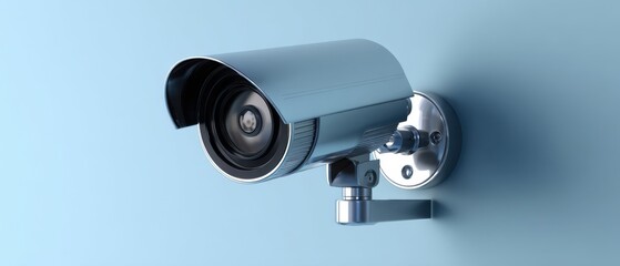 The Security Camera Mounted on a Blue Wall With Minimal Modern Design