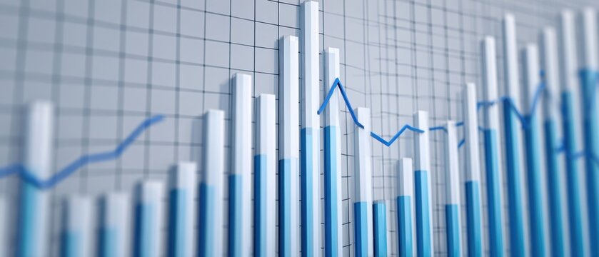 The bar chart and line graph showing financial growth and analytics