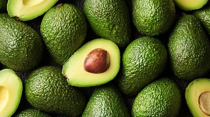 Top view photo of many fresh. Avocado