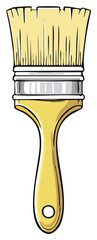 Cartoon illustration of a yellow paintbrush for home renovation and decorating projects