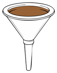 Simple vector illustration of a funnel with liquid for sales marketing or filtering process