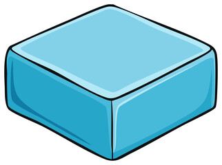 Isometric illustration of a blue square object with black outline and light shadow