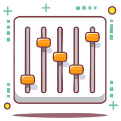 Audio Mixing Console Illustration with Vertical Faders for Sound Adjustment